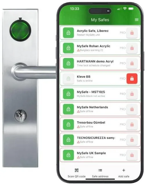 Aangekondigde MySafe-deuroplossing naast de app