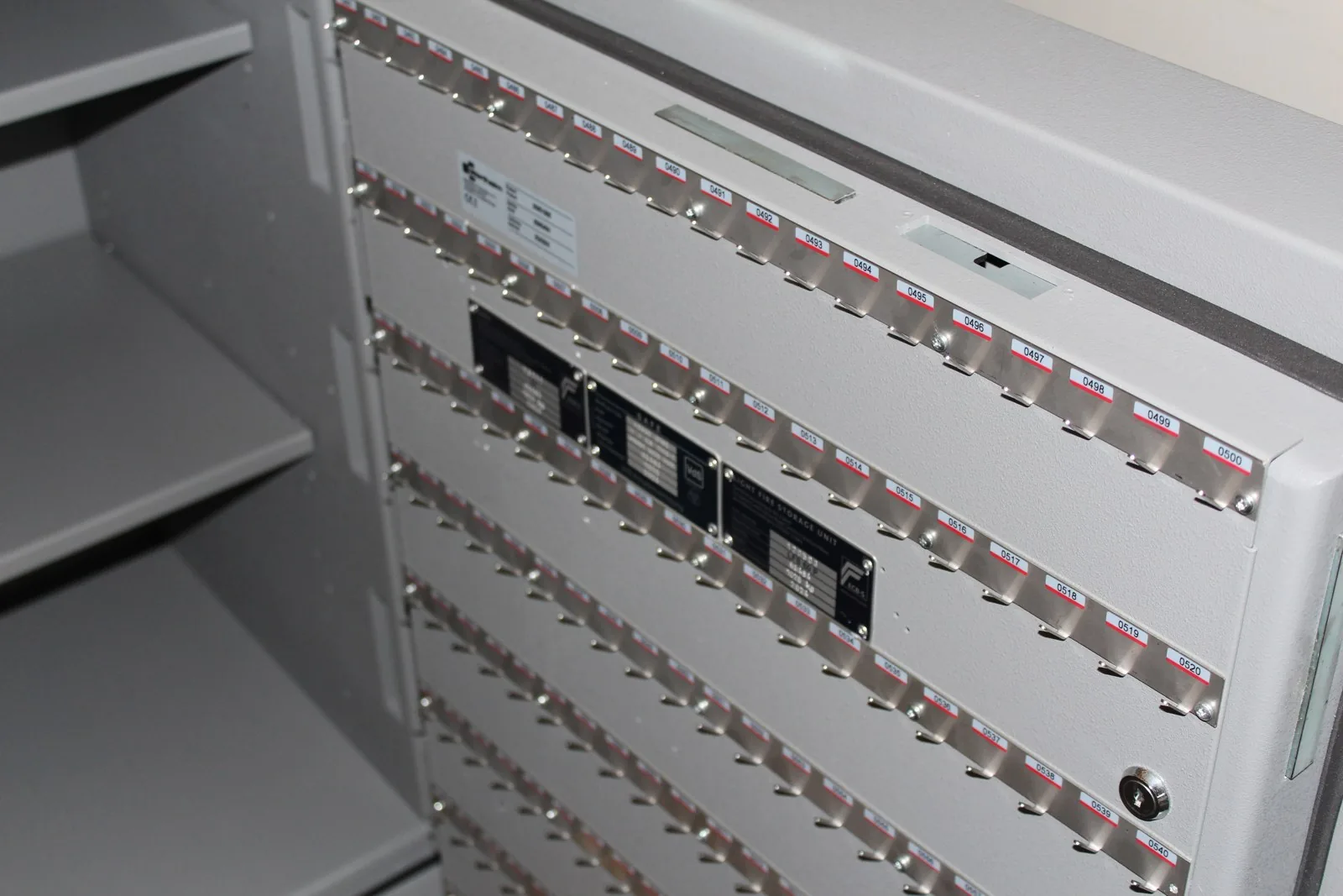 Class IV safe with hooks on the door